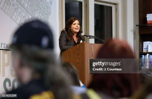 Chef and media personality Rachael Ray speaks to the audience during a book signing for her book "My Year In Meals" at Barnes & Noble Union Square on...