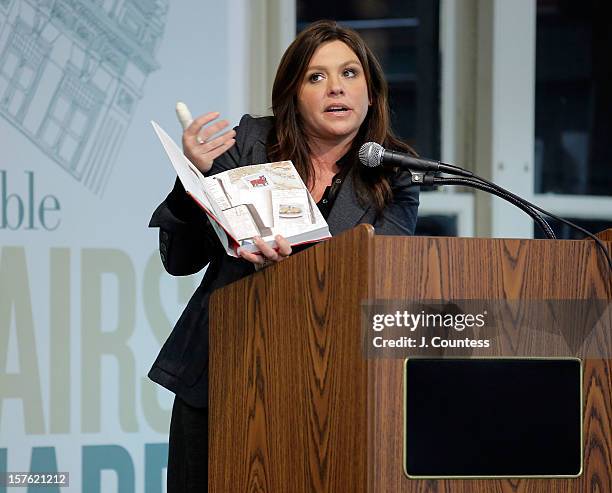Chef and media personality Rachael Ray speaks to the audience during a book signing for her book "My Year In Meals" at Barnes & Noble Union Square on...