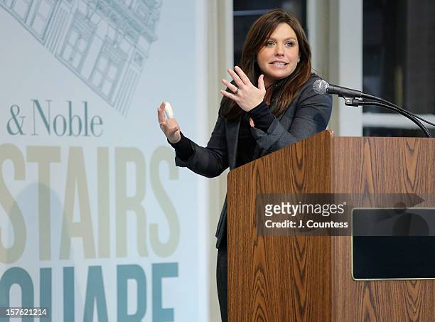 Chef and media personality Rachael Ray speaks to the audience during a book signing for her book "My Year In Meals" at Barnes & Noble Union Square on...