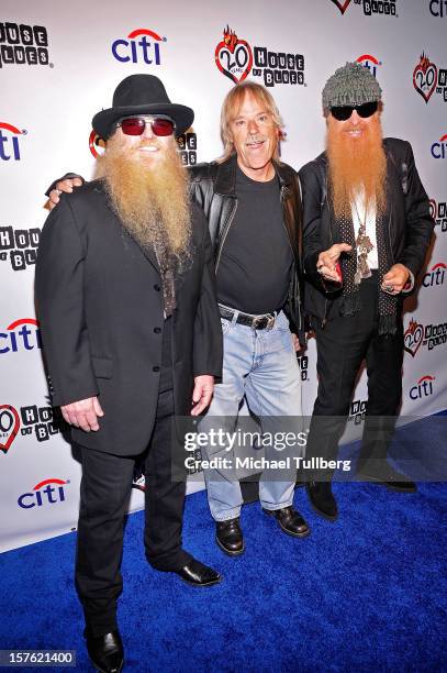 Dusty Hill, Frank Beard and Billy Gibbons of ZZ Top attend the House Of Blues' 20th Anniversary Celebration at House of Blues Sunset Strip on...