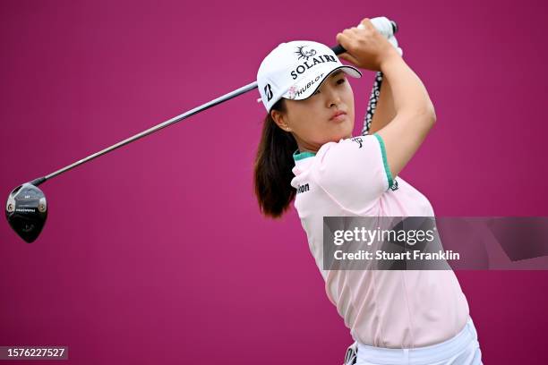 Jin Young Ko of South Korea tees off on the 1st hole during the Second Round of the Amundi Evian Championship at Evian Resort Golf Club on July 28,...