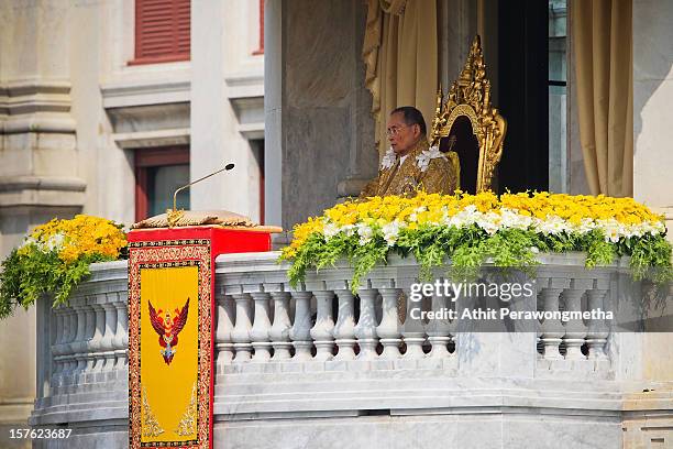 Thailand's King Bhumibol Adulyadej makes a rare public appearance on the occasion of his his 85th birthday, as tens of thousands come to pay respect...