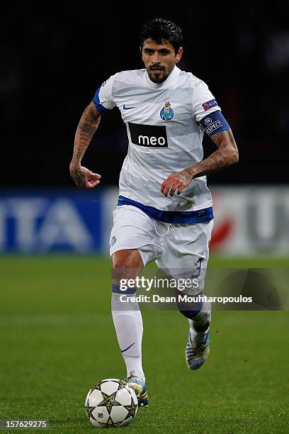 Lucho Gonzalez of Porto in action during the Group A UEFA Champions League match between Paris Saint-Germain FC and FC Porto at Parc des Princes on...
