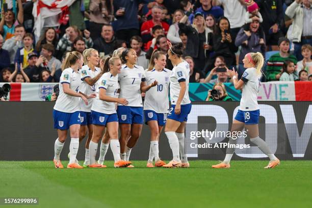 Team of England seen during the FIFA Women's World Cup Australia & New Zealand 2023 match between England and Denmark at Sydney Football Stadium on...