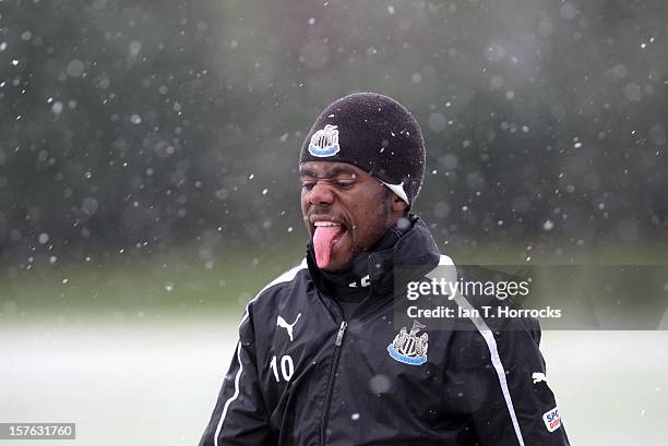 Gael Bigirimana of Newcastle during a training session on the eve of their UEFA Europa League Group D match against Bordeaux at the Little Benton...