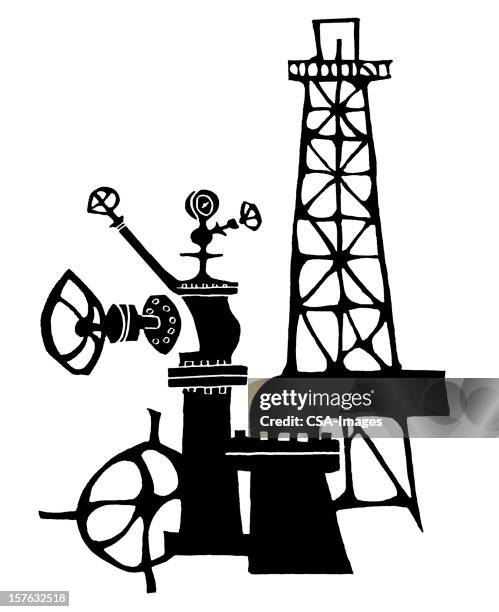 stockillustraties, clipart, cartoons en iconen met oil rig machinery - machine valve