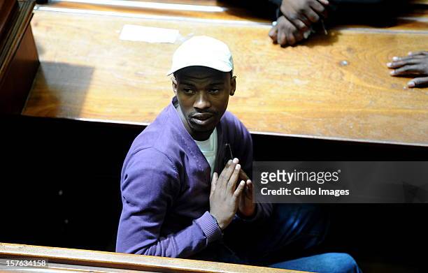 Xolile Mngeni in the Cape Town High Court on December 5, 2012 in Cape Town, South Africa. Mngeni was sentenced to life in prison for the murder of...