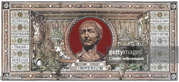 portrait of gaius julius caesar, roman general and statesman - julius caesar emperor stock-fotos und bilder