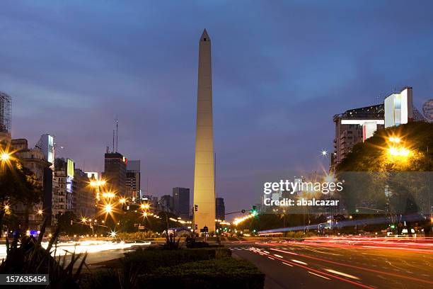 buenos aires obelisk - avenida 9 de julio stock pictures, royalty-free photos & images