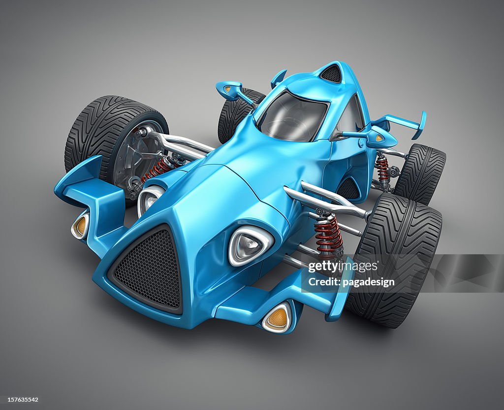 Blue race car