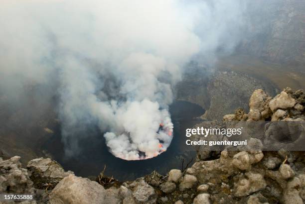 view into the heart of earth - nyiragongo vulcano, congo - volcanic crater stock pictures, royalty-free photos & images