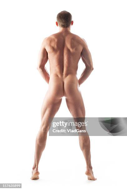 muscular nude male back - bare bottom stock pictures, royalty-free photos & images