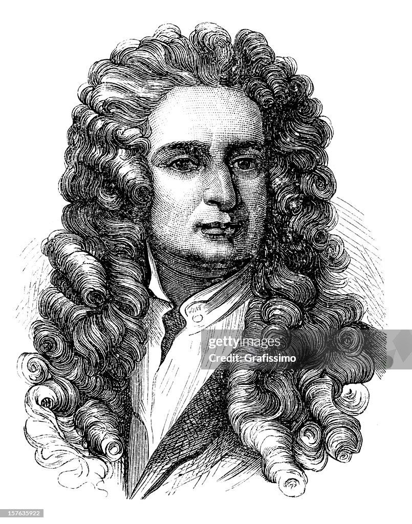 Engraving of physicist Isaac Newton from 1870