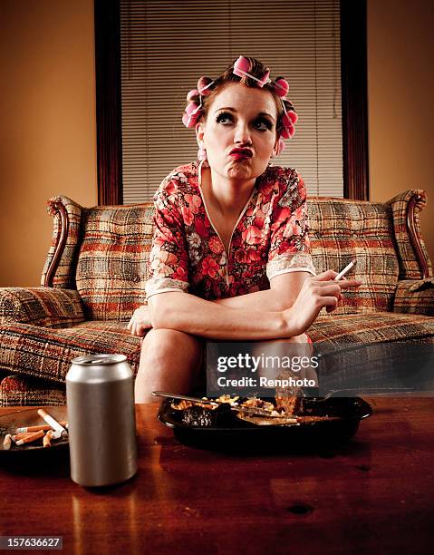 white trash series: pondering a better life - tv dinner stock pictures, royalty-free photos & images