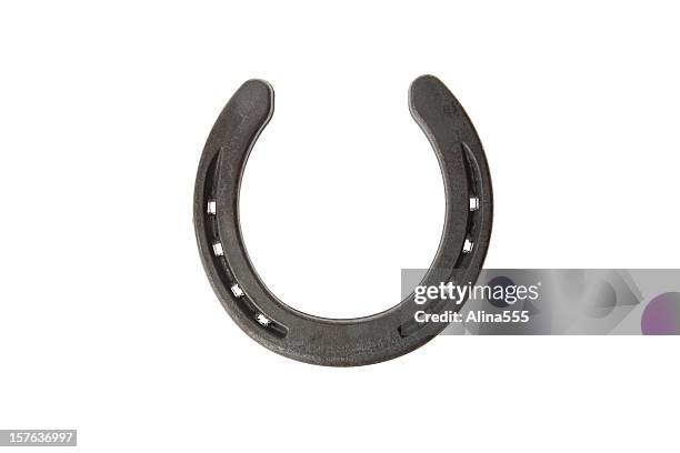 lucky horseshoe isolated on white background - horseshoe luck stock pictures, royalty-free photos & images