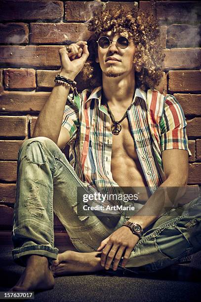 hippie - 70s retro guy stock pictures, royalty-free photos & images