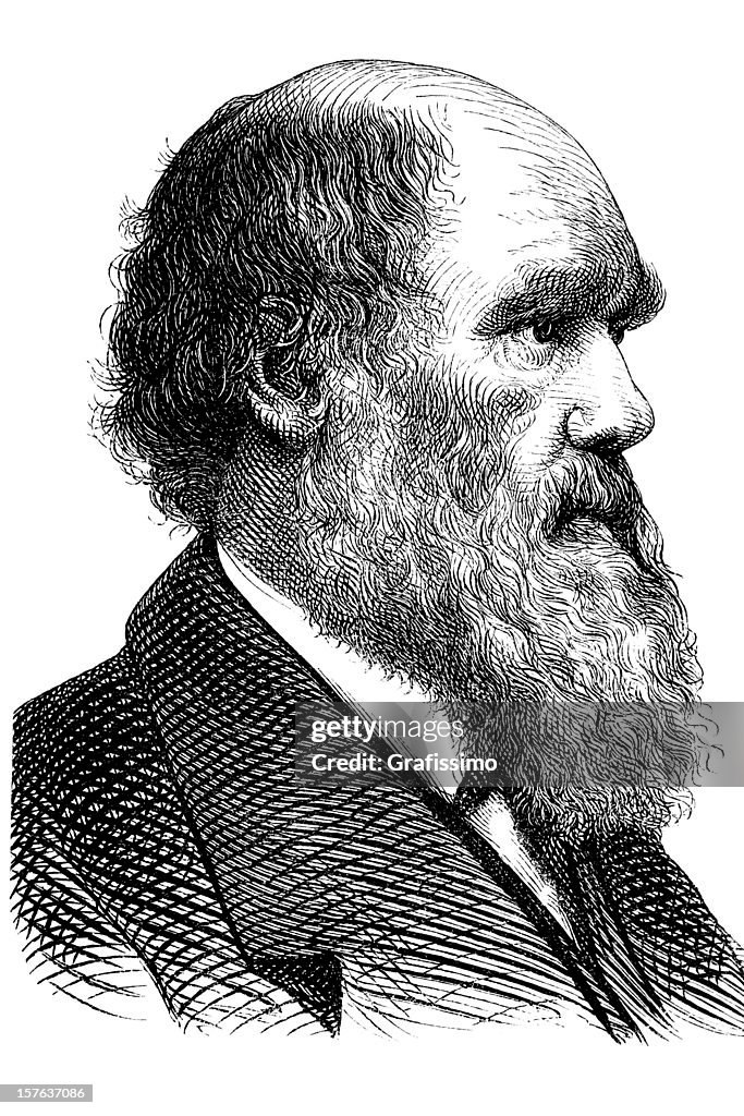 Gravieren der Wissenschaftler Charles Darwin aus dem Jahre 1870