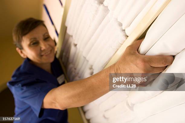 maid cart - janitorial services stockfoto's en -beelden