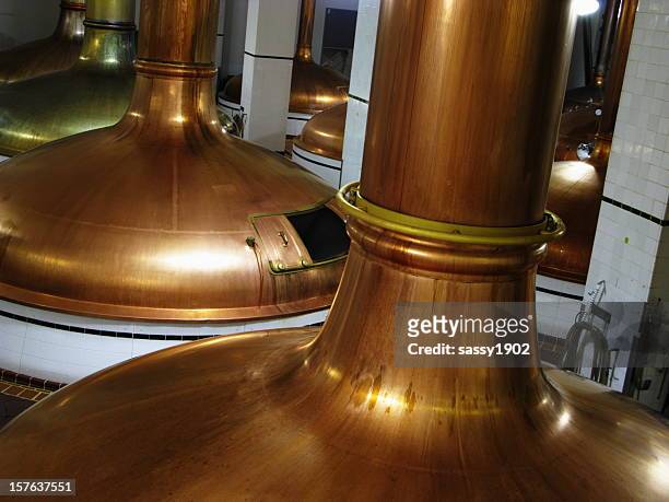 brewery beer copper vats  kettle production equipment - kettle stock pictures, royalty-free photos & images