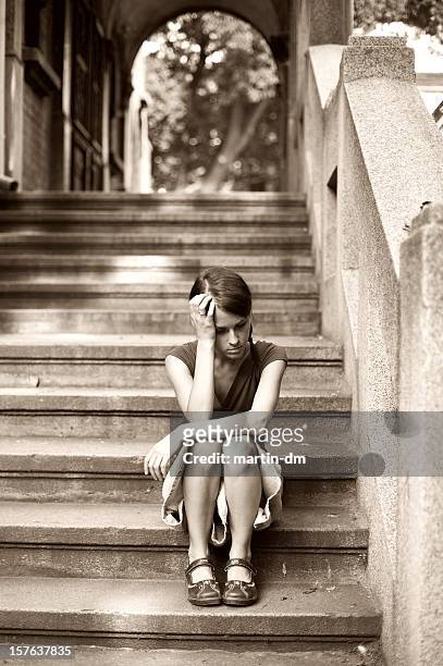 young girl outside - girl waiting stock pictures, royalty-free photos & images