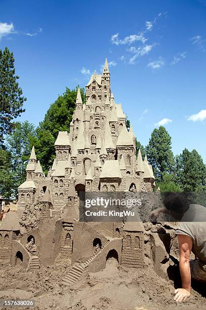 sandcastle - sand sculpture stock pictures, royalty-free photos & images