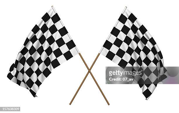 bandiere a scacchi - gara sportiva foto e immagini stock