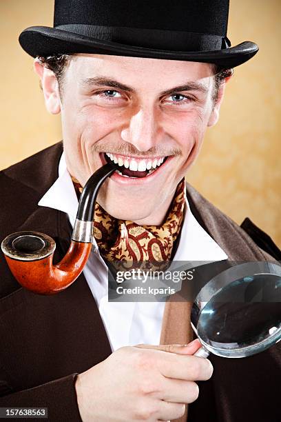 sherlock holmes - pipe smoking pipe stock pictures, royalty-free photos & images