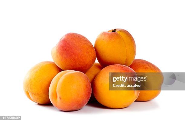 a pile of fresh apricots on a white background - 杏 個照片及圖片檔