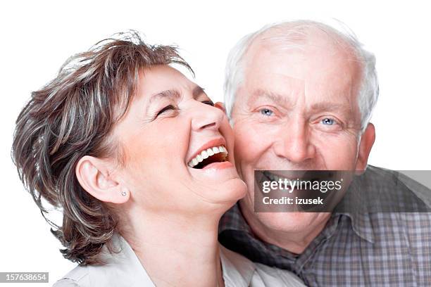 happy seniors, studio portrait - well dressed couple isolated stock pictures, royalty-free photos & images