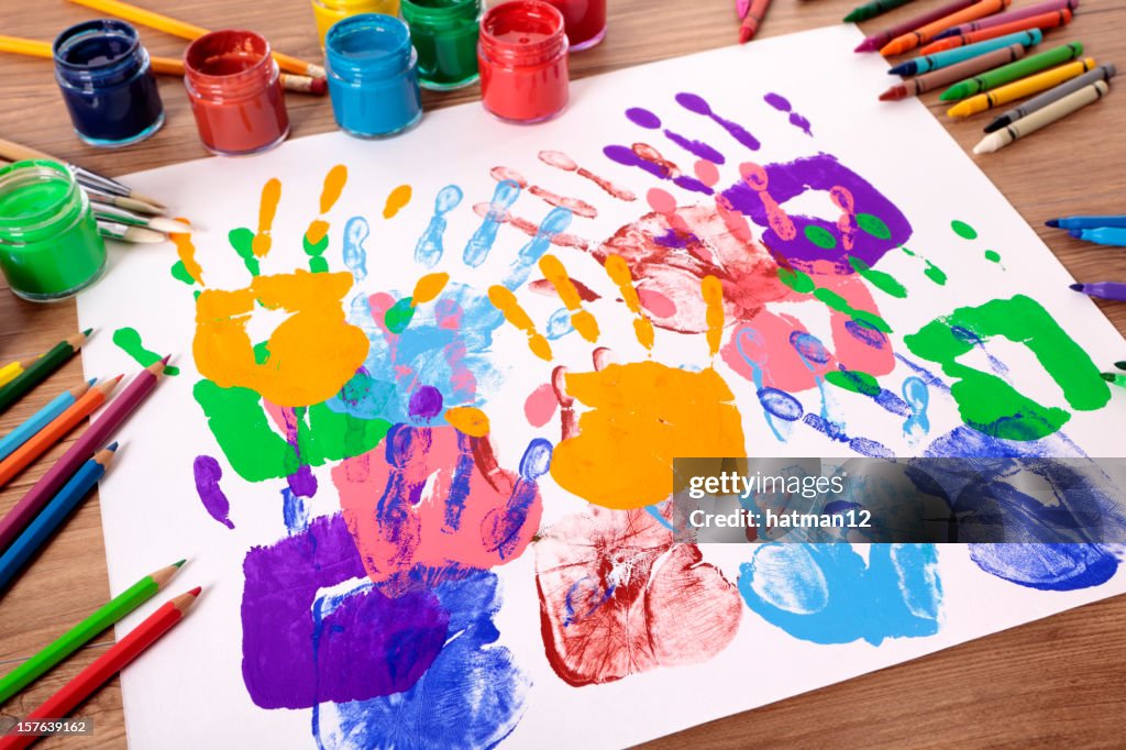 Mãos e arte equipamentos