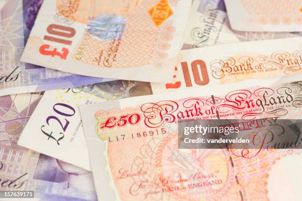 british banknotes - british pound note stock pictures, royalty-free photos & images