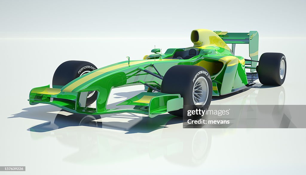 Green And Yellow Racing Car In White Background High-Res Stock Photo -  Getty Images