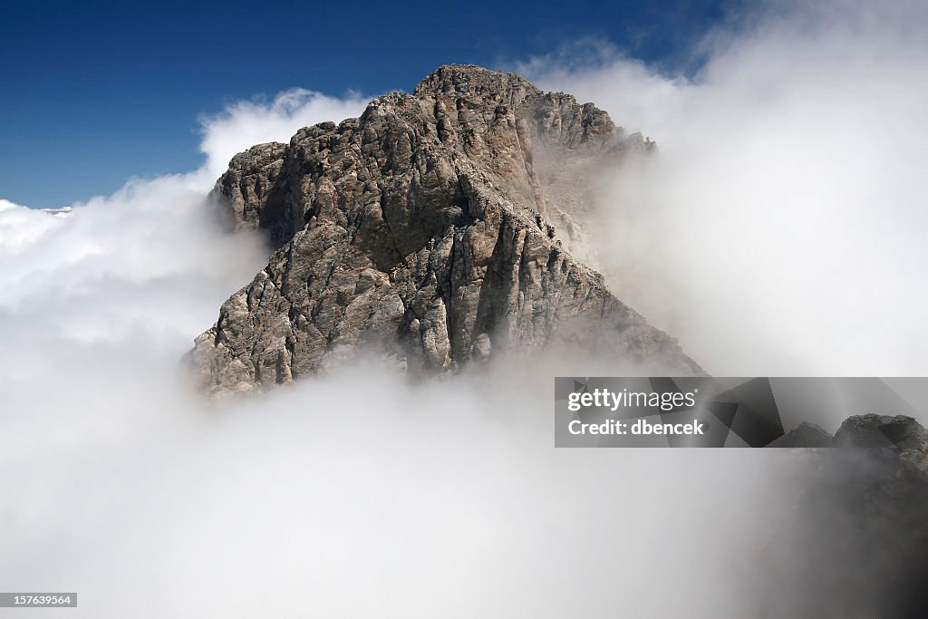 Greek Mt Olympus in clouds