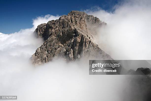 greek mt olympus in clouds - mount olympus stock pictures, royalty-free photos & images