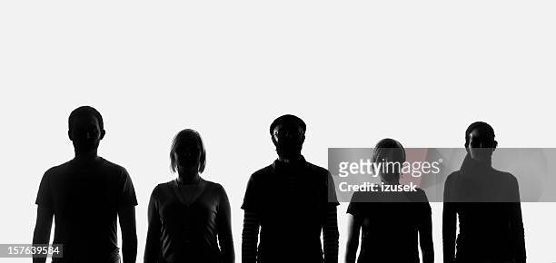 five silhouettes of people - five people stock pictures, royalty-free photos & images
