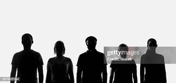 five silhouettes of people - 逆光 個照片及圖片檔