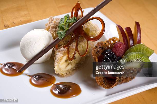Banana Dessert With Fruit And Chocolate High-Res Stock Photo