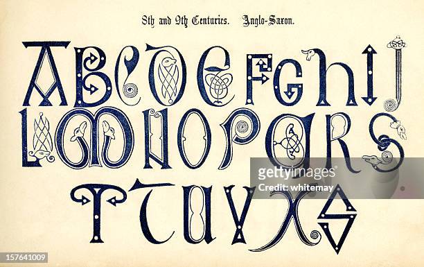 8. - 9. jahrhundert angelsächsisch schriftzug - angelsächsisch stock-grafiken, -clipart, -cartoons und -symbole