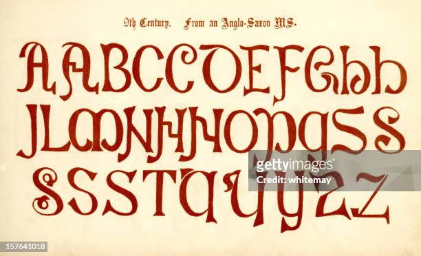 9. jahrhundert angels�ächsisch alphabet - angelsächsisch stock-grafiken, -clipart, -cartoons und -symbole