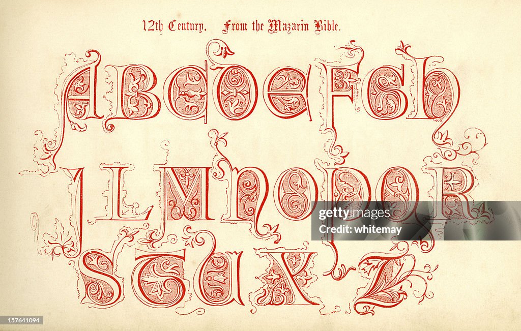 12th century lettering from the Mazarin Bible