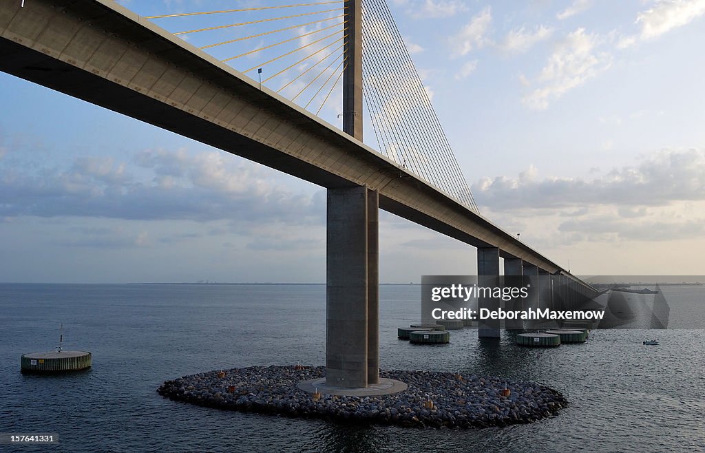 Bob Graham Sunshine Skyway Bridge Tampa Bay Florida at Dusk