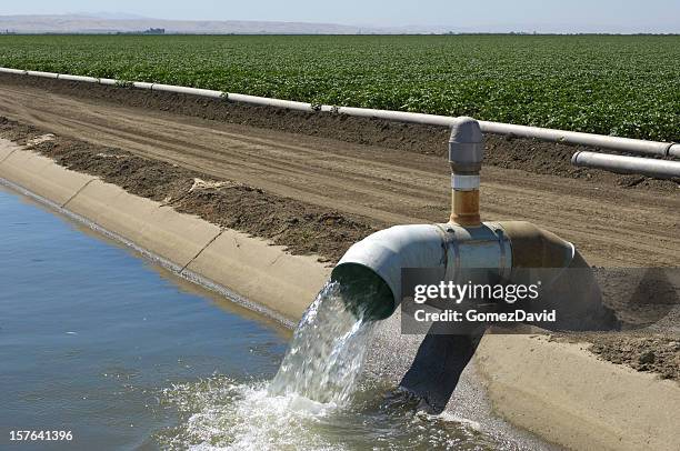 ファーム散水水ポンプ、水に流している運河 - water pump ストックフォトと画像