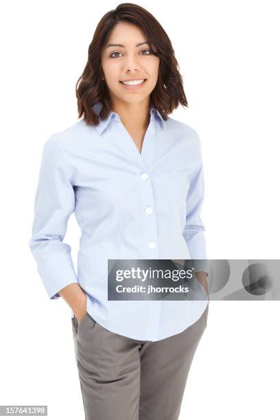 attractive young hispanic businesswoman - three quarter length stock pictures, royalty-free photos & images