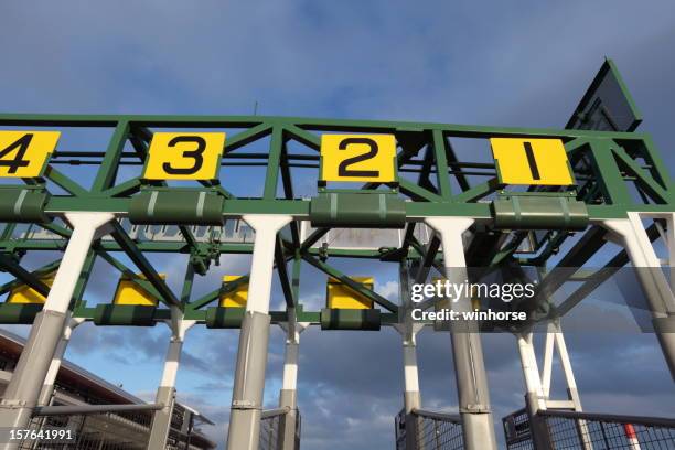 starting gate - horse racing gambling stock pictures, royalty-free photos & images