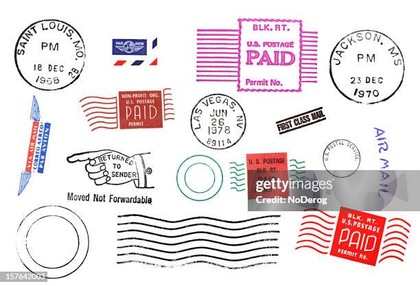 variety of postal mail marks and stamps - usps stock pictures, royalty-free photos & images