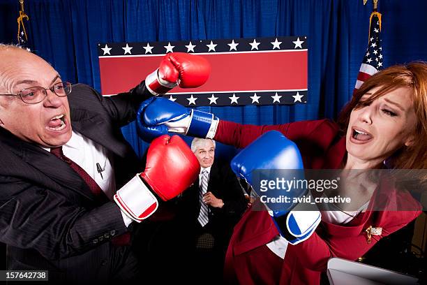 political debate boxing match - angry politician stock pictures, royalty-free photos & images