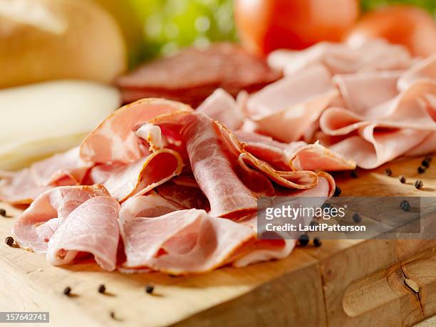 italian meats with cheese and vegetables - deli sandwich stockfoto's en -beelden