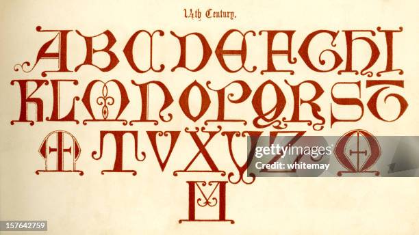 14th century alphabet (capitals) - manuscript 幅插畫檔、美工圖案、卡通及圖標