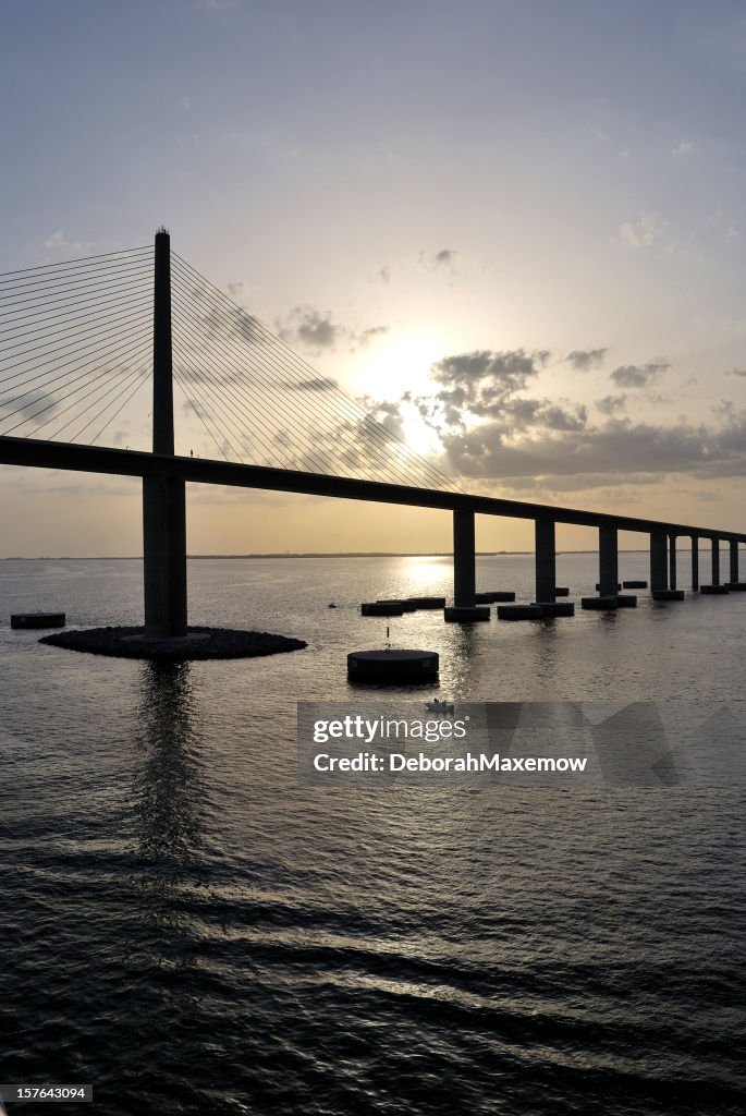 Bob Graham Sunshine Skyway Bridge Tampa Bay Florida at Dusk