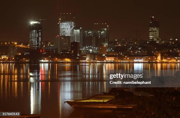 luanda at night - angola water stock pictures, royalty-free photos & images